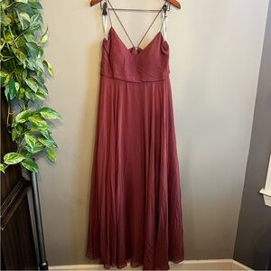 Jenny Yoo Bridesmaid Dress Inesse in Cinnamon Rose Chiffon size 14
